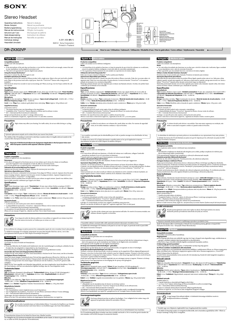 Page 1 de la notice Manuel utilisateur Sony DRZX302VPR