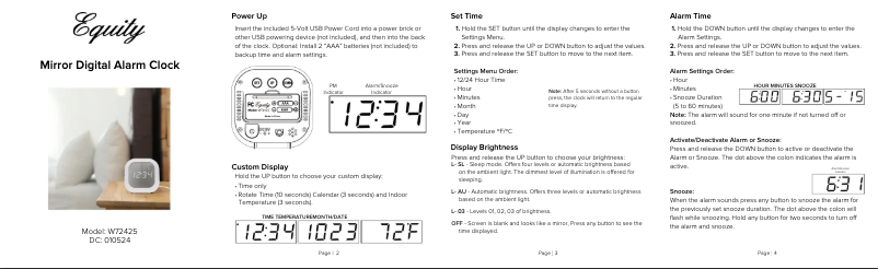 Page n°1 - Manuel utilisateur La Crosse Technology W72425