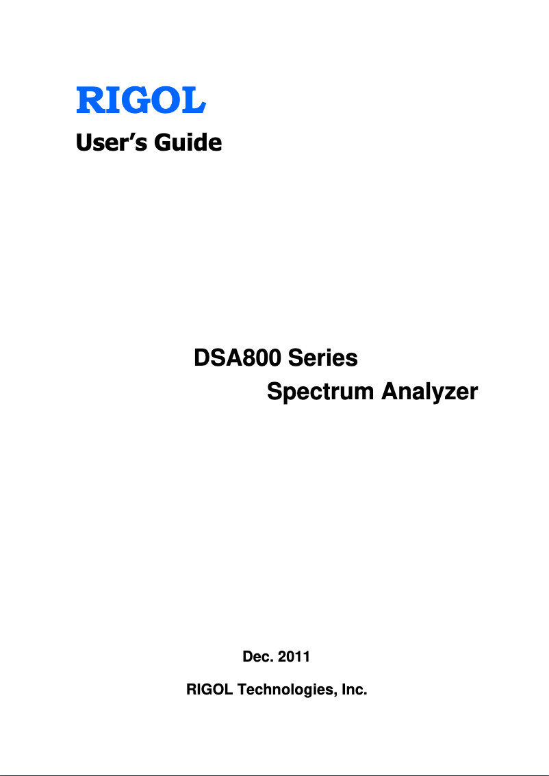 Image de la première page du manuel de l'appareil DSA815