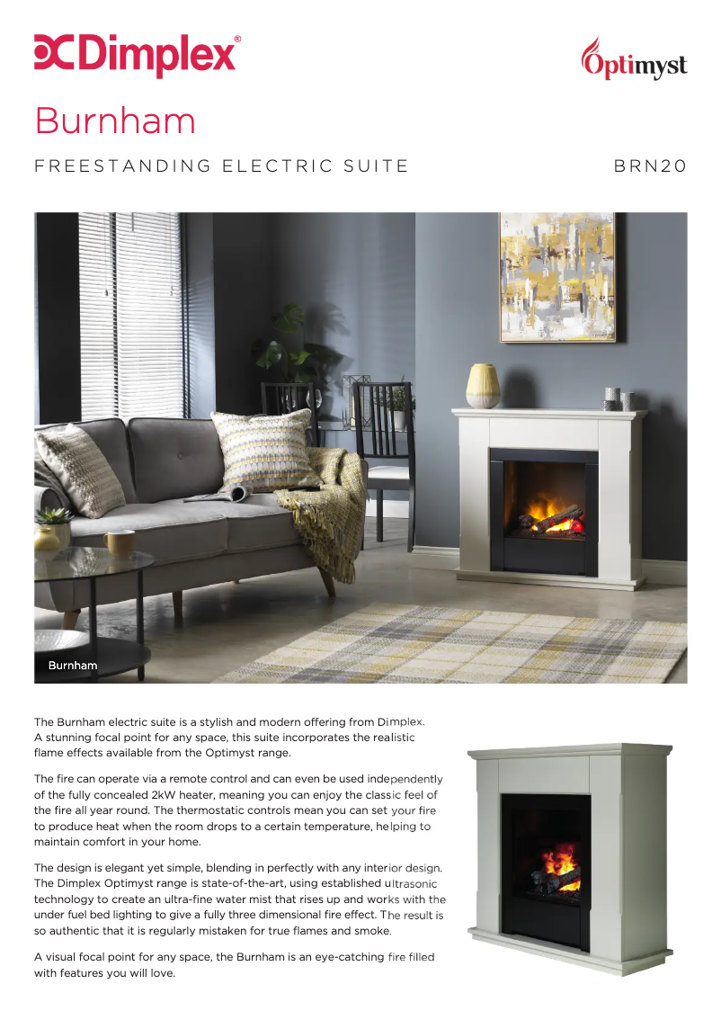 Page 1 de la notice Fiche technique Dimplex BRN20