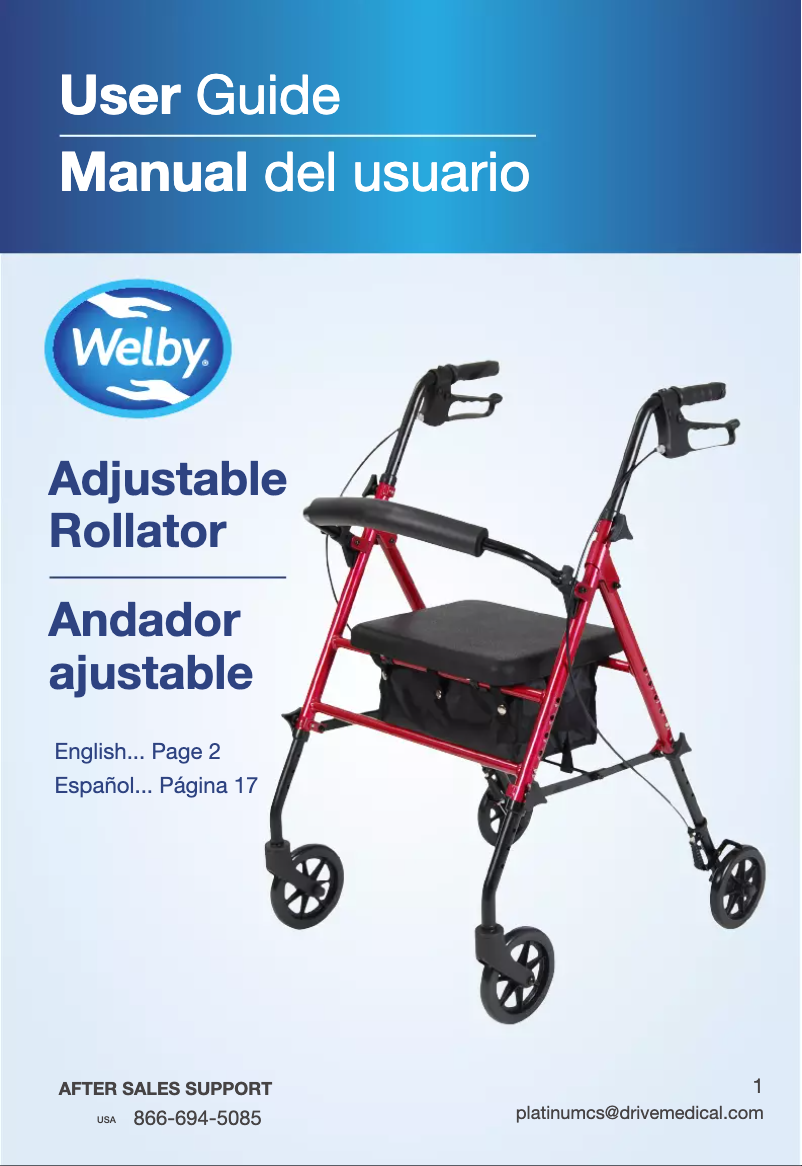 Image de la première page du manuel de l'appareil Adjustable Rollator 7734
