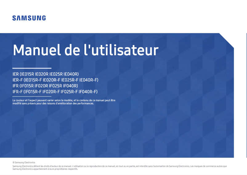 Page 1 de la notice Manuel utilisateur Samsung IE025R