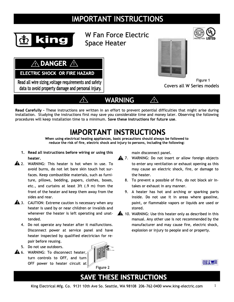 Page n°1 - Manuel utilisateur King W1210-W