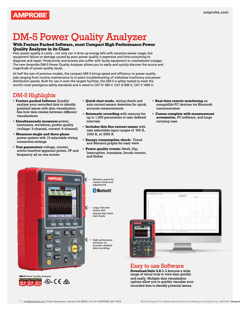 Page n°1 - Fiche technique Amprobe DM-5