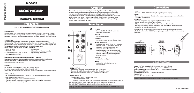 Page n°1 - Manuel utilisateur Mooer Pitch Box