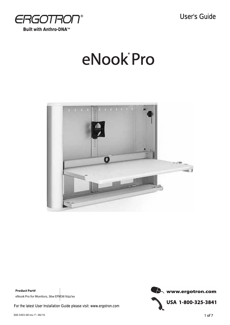 Page 1 de la notice Manuel utilisateur Ergotron eNook Pro