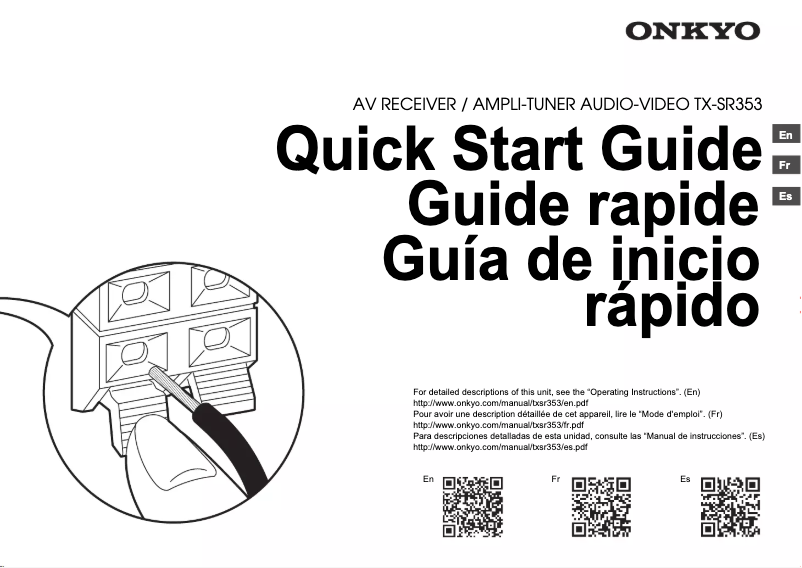 Page n°1 - Guide de démarrage rapide Onkyo TX-SR353