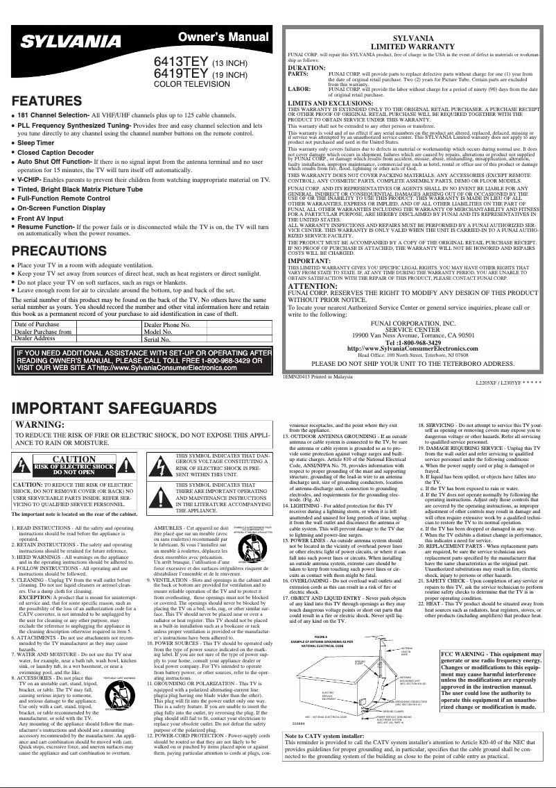 Image de la première page du manuel de l'appareil 6413TEY