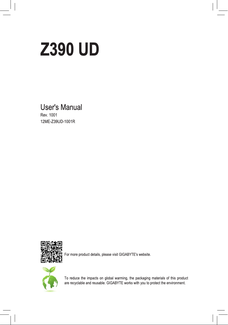 First page image of the manual for Z390 UD