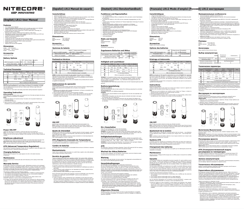 Page n°1 - Manuel utilisateur Nitecore LR12
