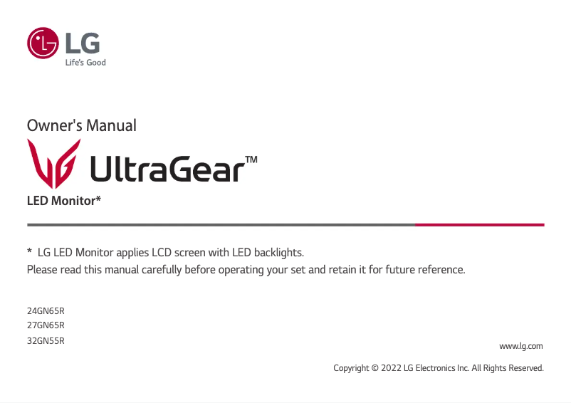 Image de la première page du manuel de l'appareil UltraGear 24GN65R