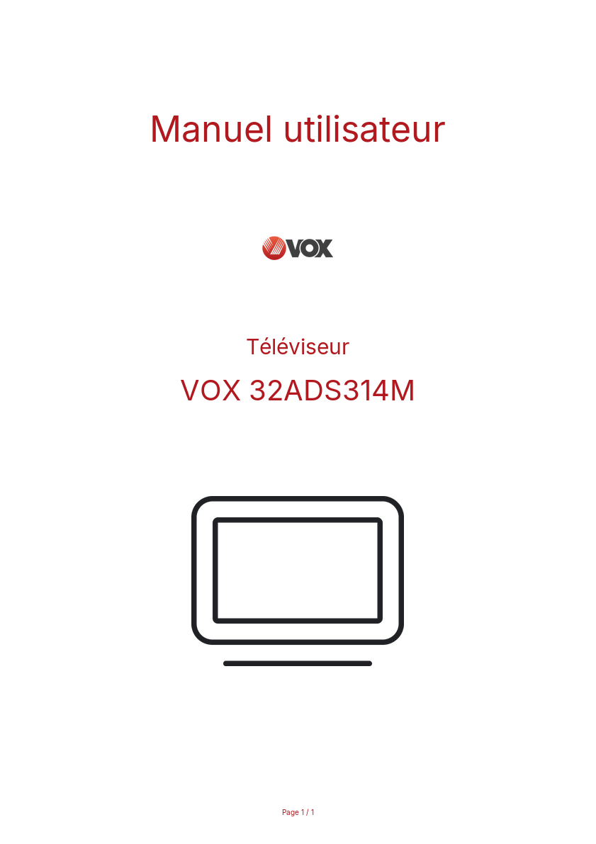 Page n°1 - Manuel utilisateur VOX 32ADS314M