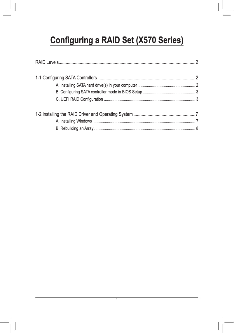 Page 1 de la notice Guide d'installation Gigabyte X570SI AORUS PRO AX