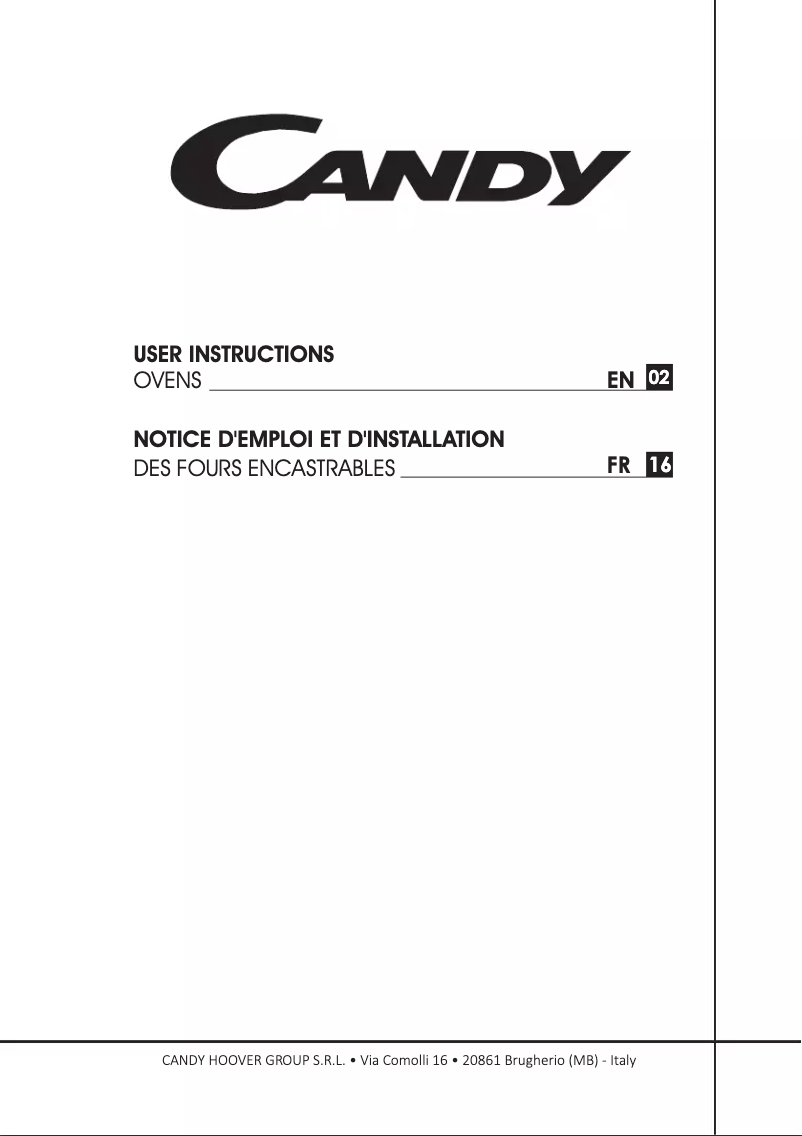 Page n°1 - Manuel utilisateur Candy FCP676XD/E