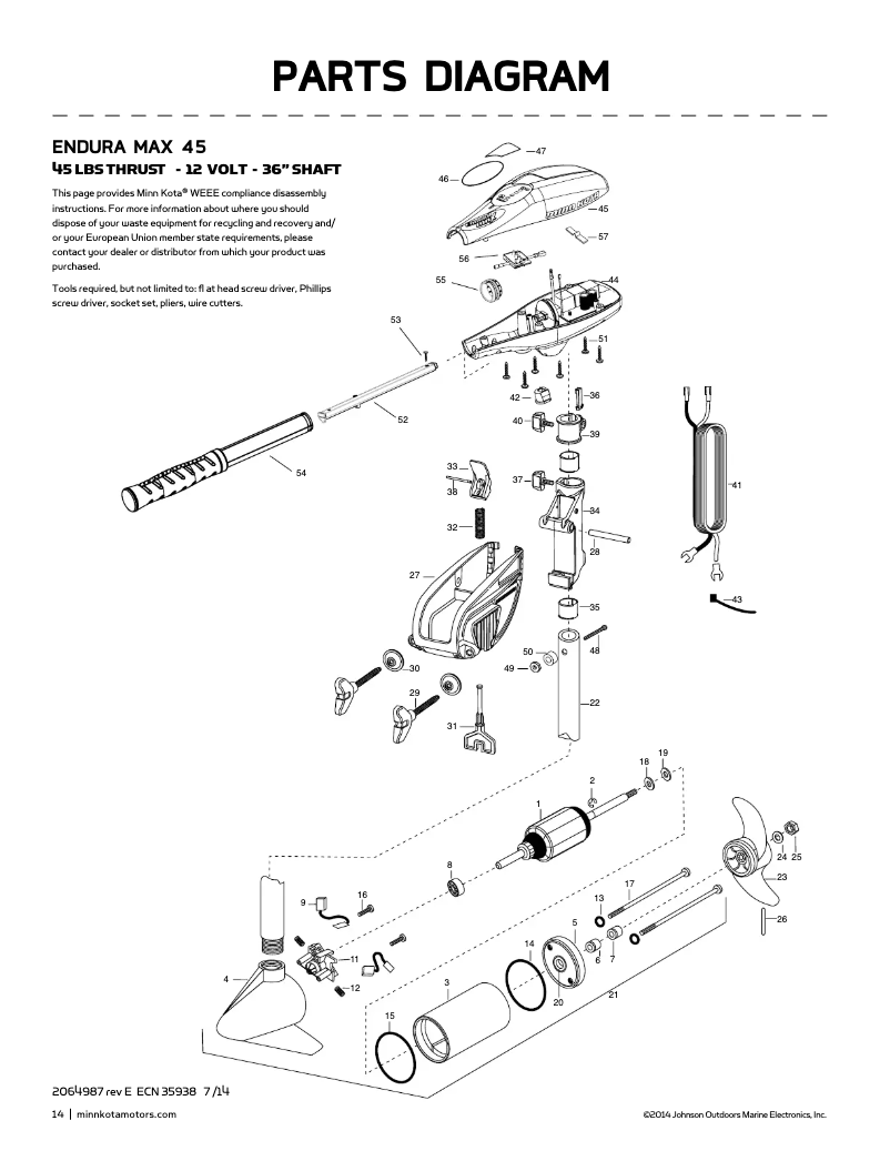 Page 1 de la notice Manuel utilisateur Minn Kota Endura Max 45