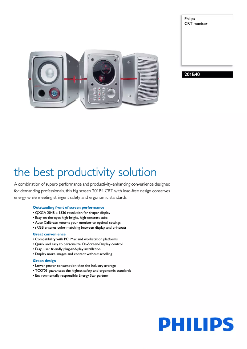 Page n°1 - Fiche technique Philips 201B40