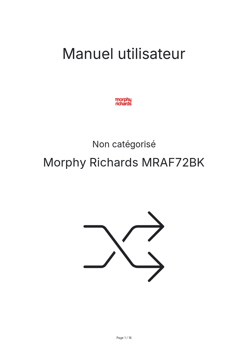 Image de la première page du manuel de l'appareil MRAF72BK