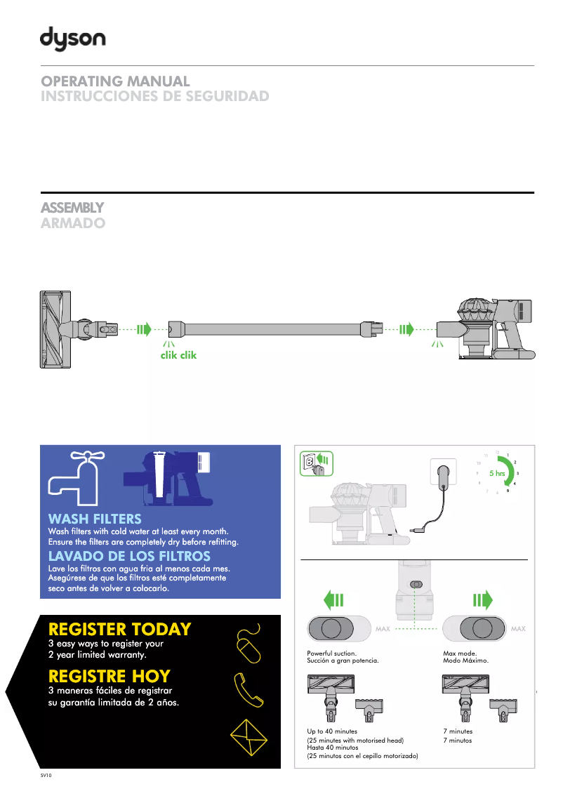 Image de la première page du manuel de l'appareil V8 Parquet