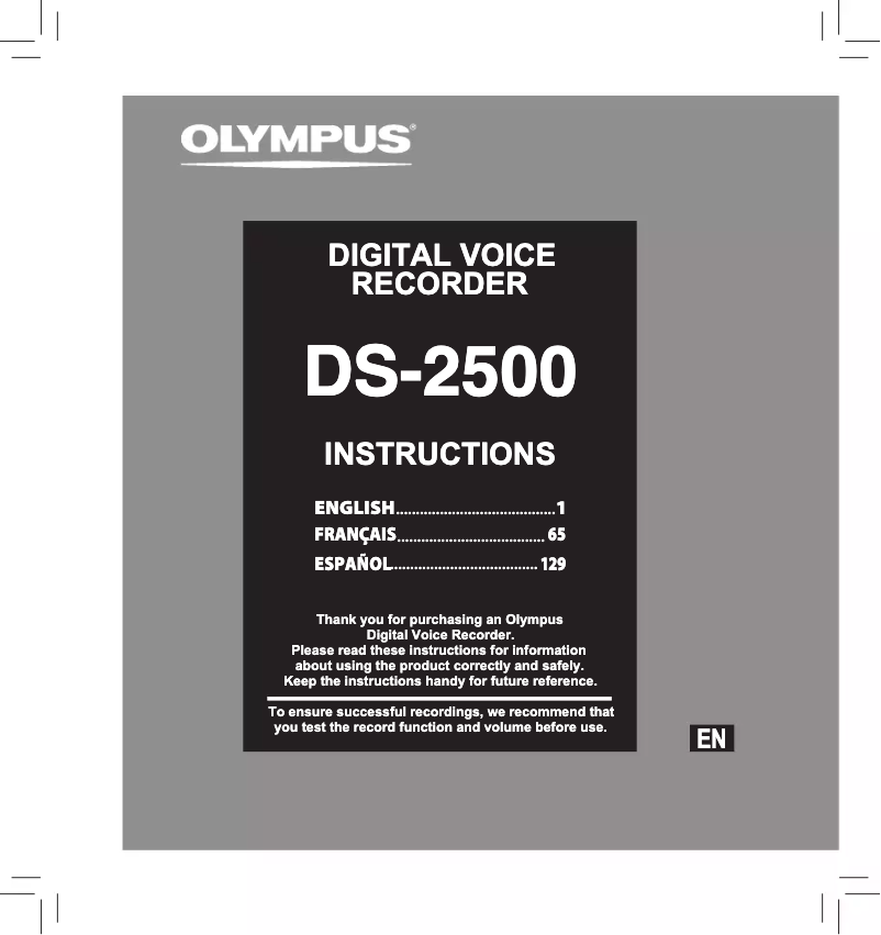 Image de la première page du manuel de l'appareil DS-2500