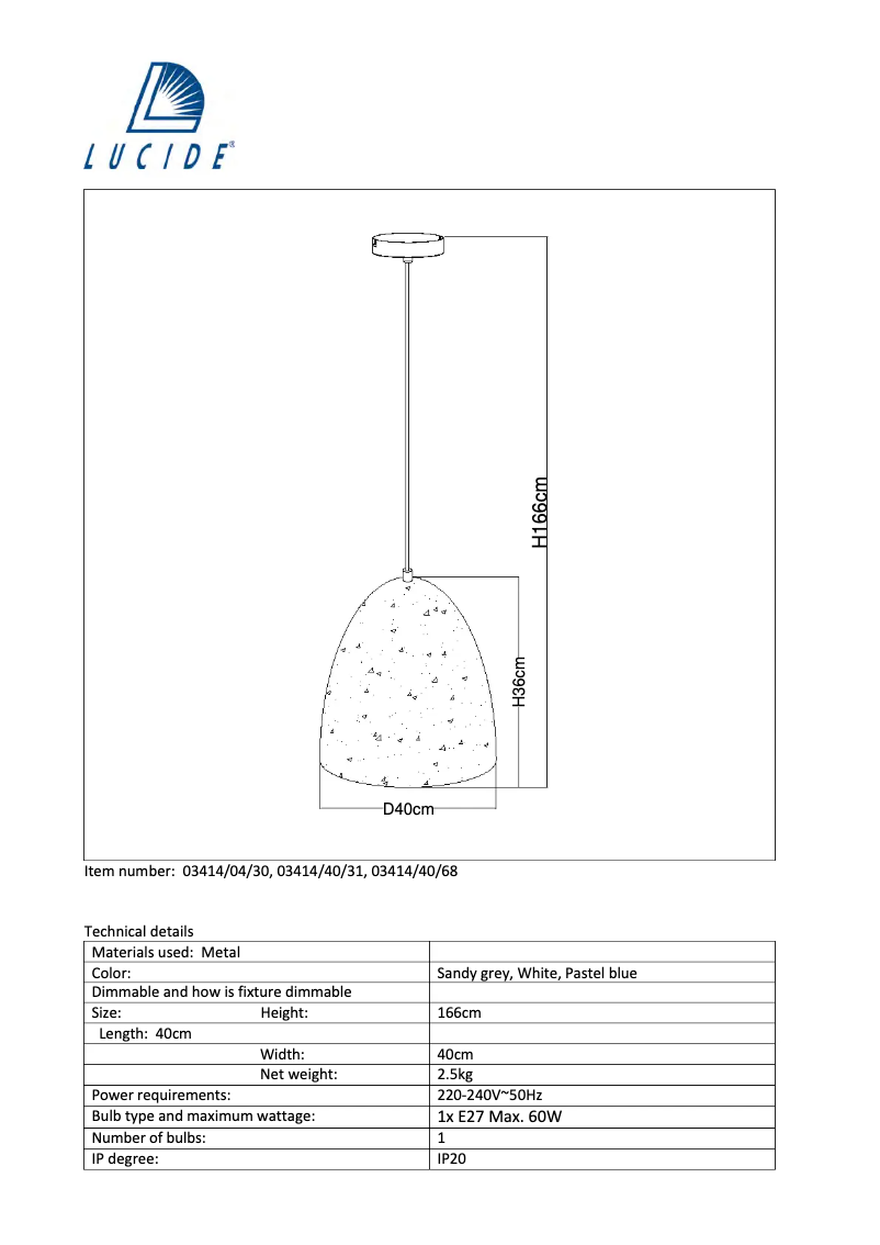 Page n°1 - Manuel utilisateur Lucide Eternal 03414/40/31