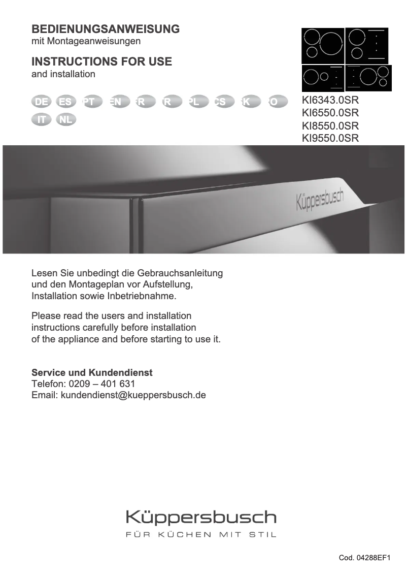 Page 1 de la notice Manuel utilisateur Küppersbusch KI8550.0SR