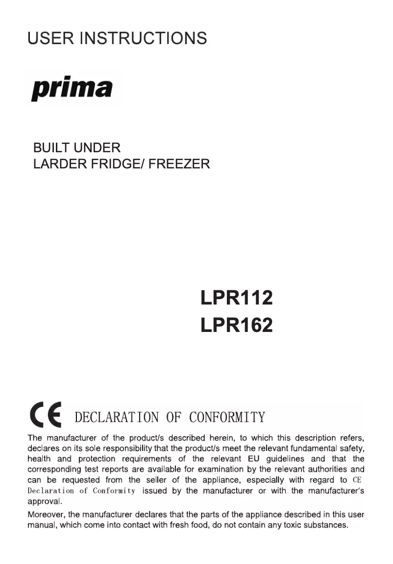 Page n°1 - Manuel utilisateur Prima LPR112