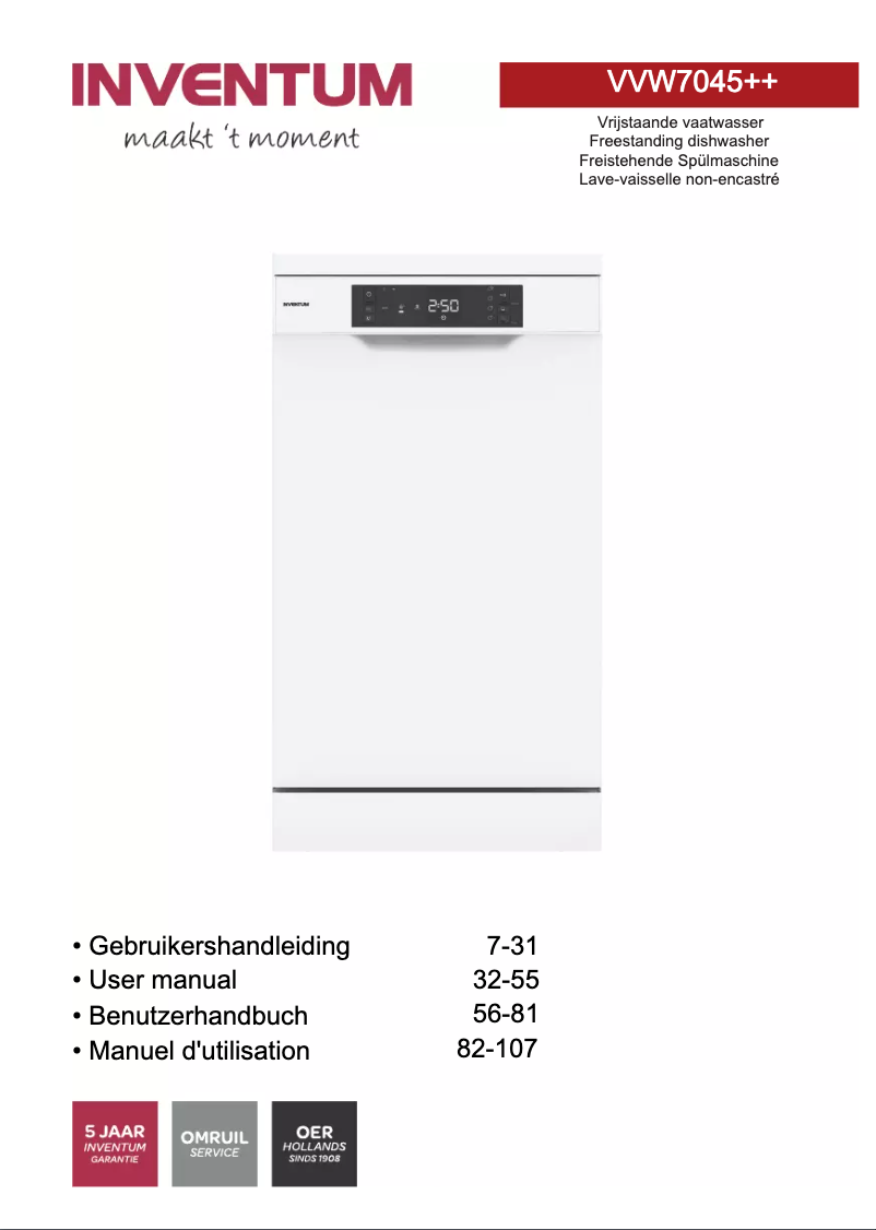 Page n°1 - Manuel utilisateur Inventum VVW7045++