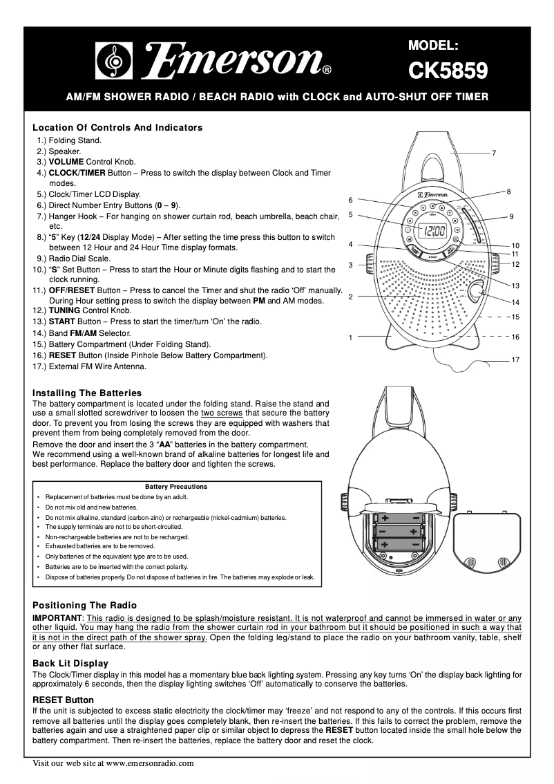 Page 1 de la notice Manuel utilisateur Emerson CK5859