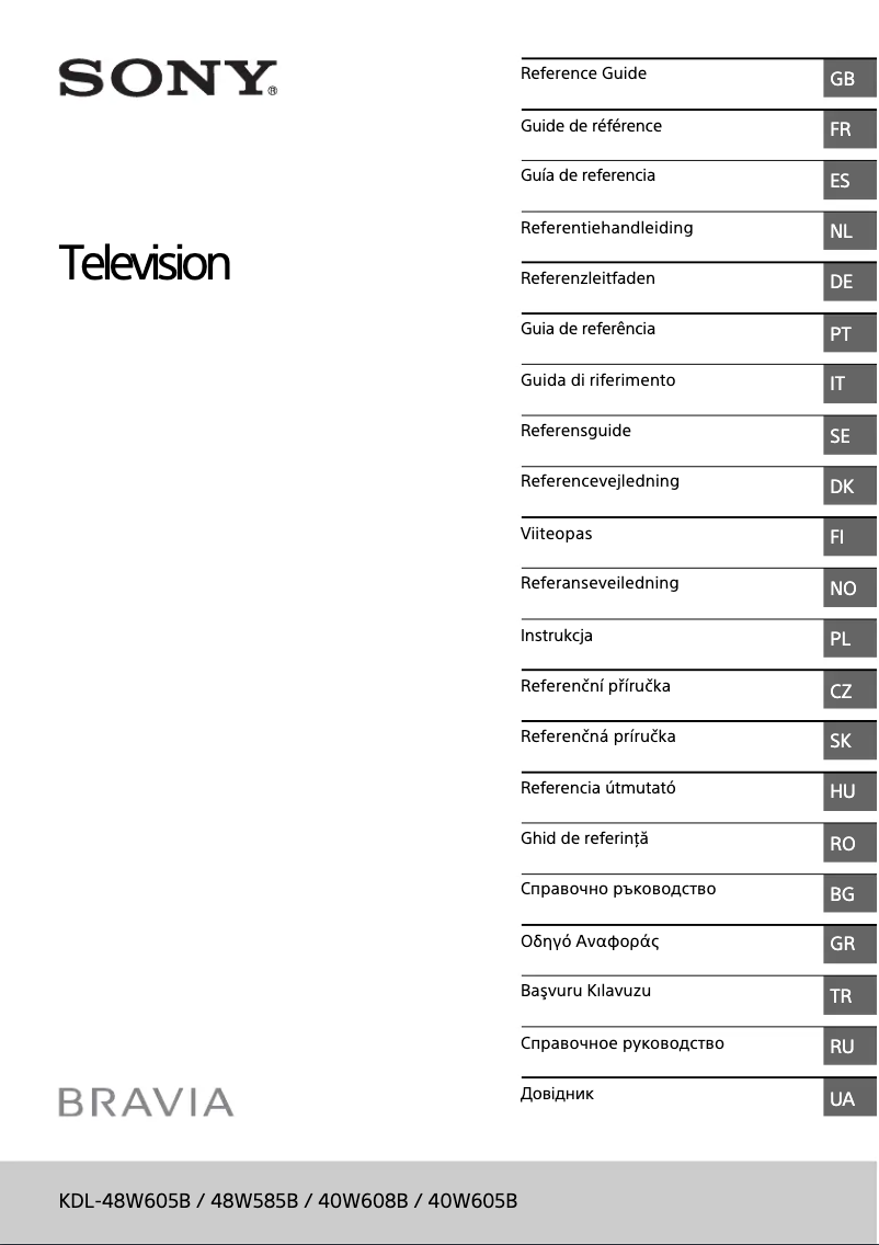 Page n°1 - Manuel utilisateur Sony Bravia KDL40W605B