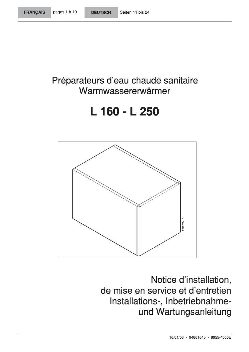 Page 1 de la notice Manuel utilisateur De Dietrich L 160