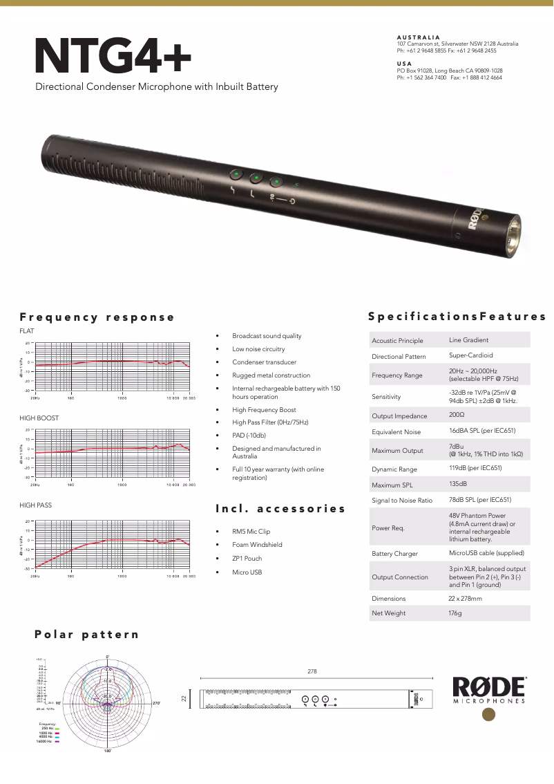 Page n°1 - Fiche technique Røde NTG4