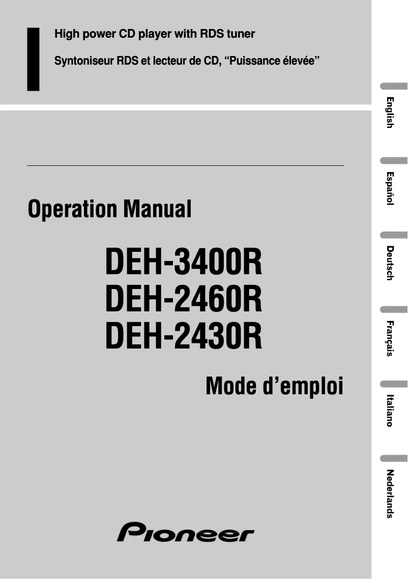 Image de la première page du manuel de l'appareil DEH-2460R