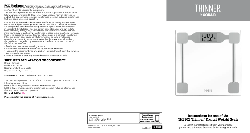 Imagen de la primera página del manual del dispositivo Thinner TH310Z