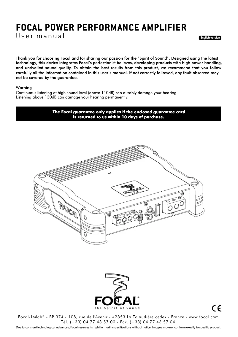 Página 1 del manual Manual de usuario Focal Performance FPP 1000