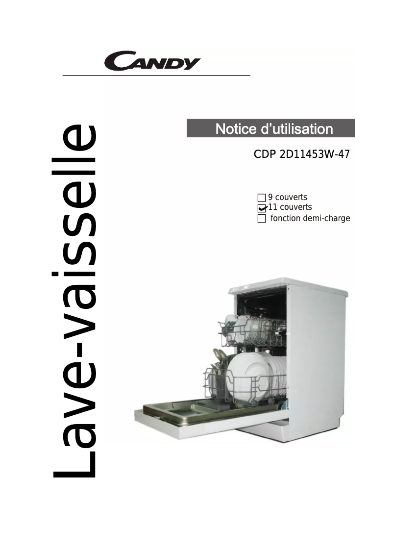 Page 1 de la notice Manuel utilisateur Candy CDP 2D11453X-47