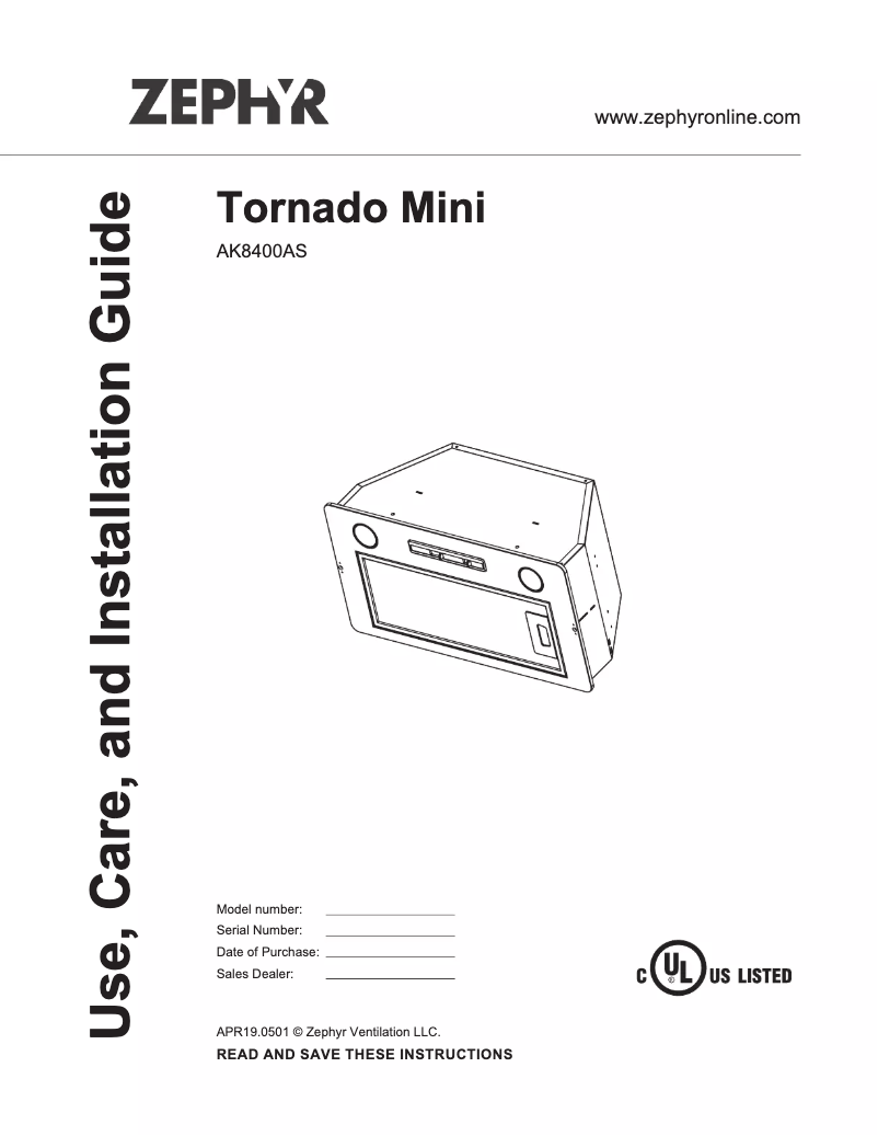 Page n°1 - Manuel utilisateur Zephyr Tornado Mini AK8400AS