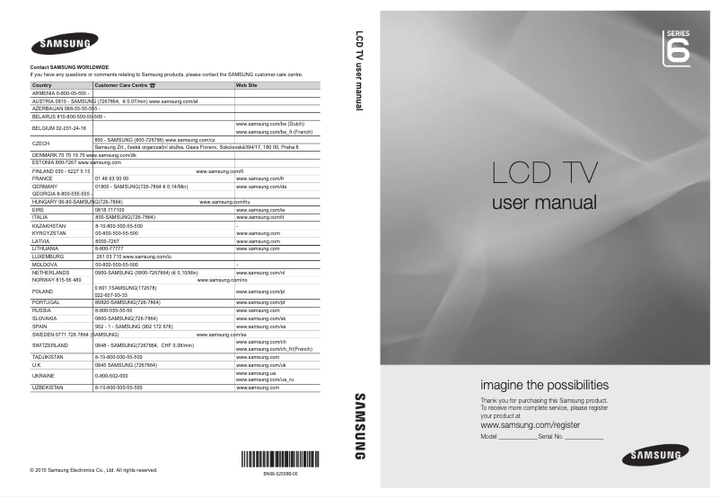 Page n°1 - Manuel utilisateur Samsung LE-55C650L1