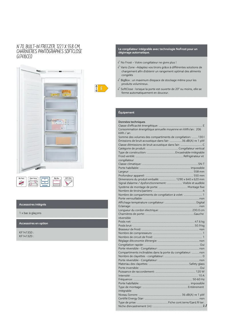 Page n°1 - Fiche technique Neff GI7416CE0