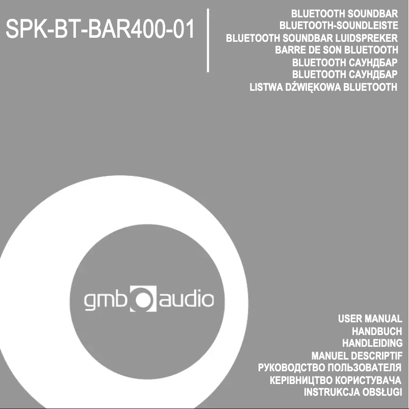 Page 1 de la notice Manuel utilisateur Gembird SPK-BT-BAR400-01