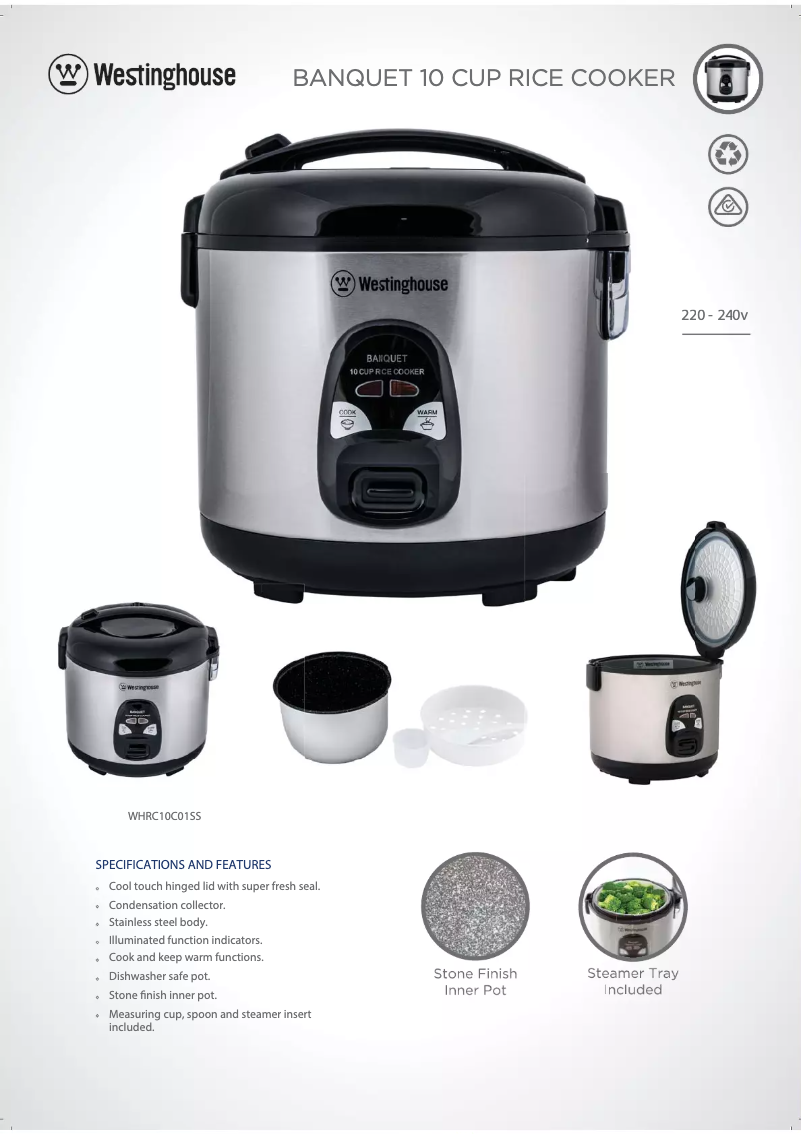 Image de la première page du manuel de l'appareil WHRC10C01SS