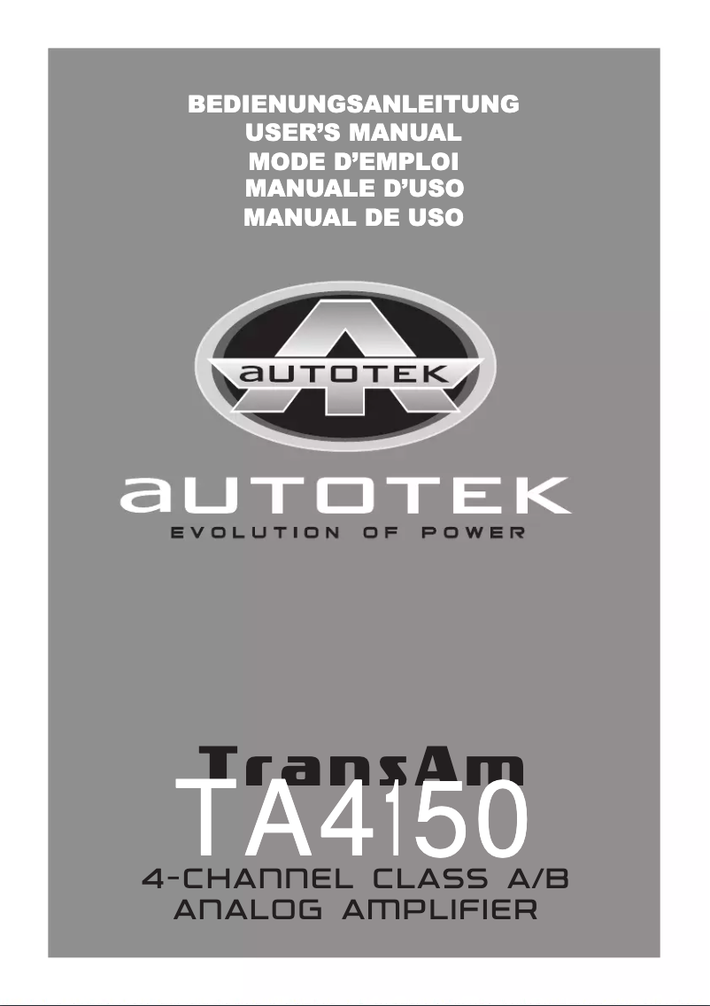 Page n°1 - Manuel utilisateur Autotek TA4150