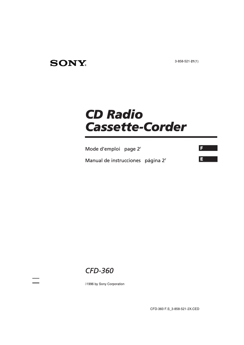 Page n°1 - Manuel utilisateur Sony CFD-360