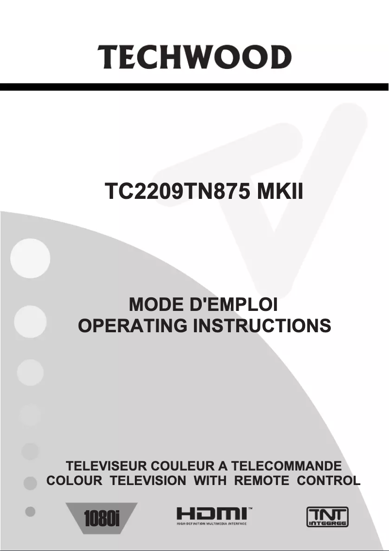 Image de la première page du manuel de l'appareil TC2209TN875MKII