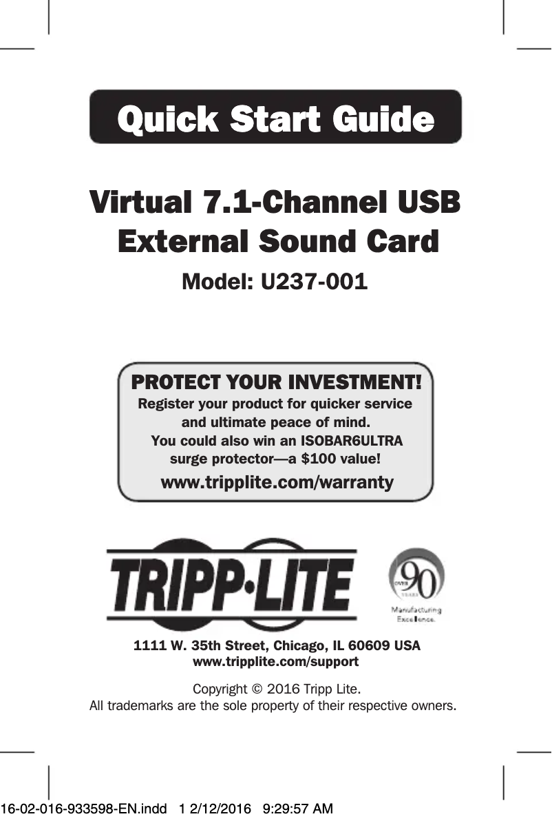 Image de la première page du manuel de l'appareil U237-001