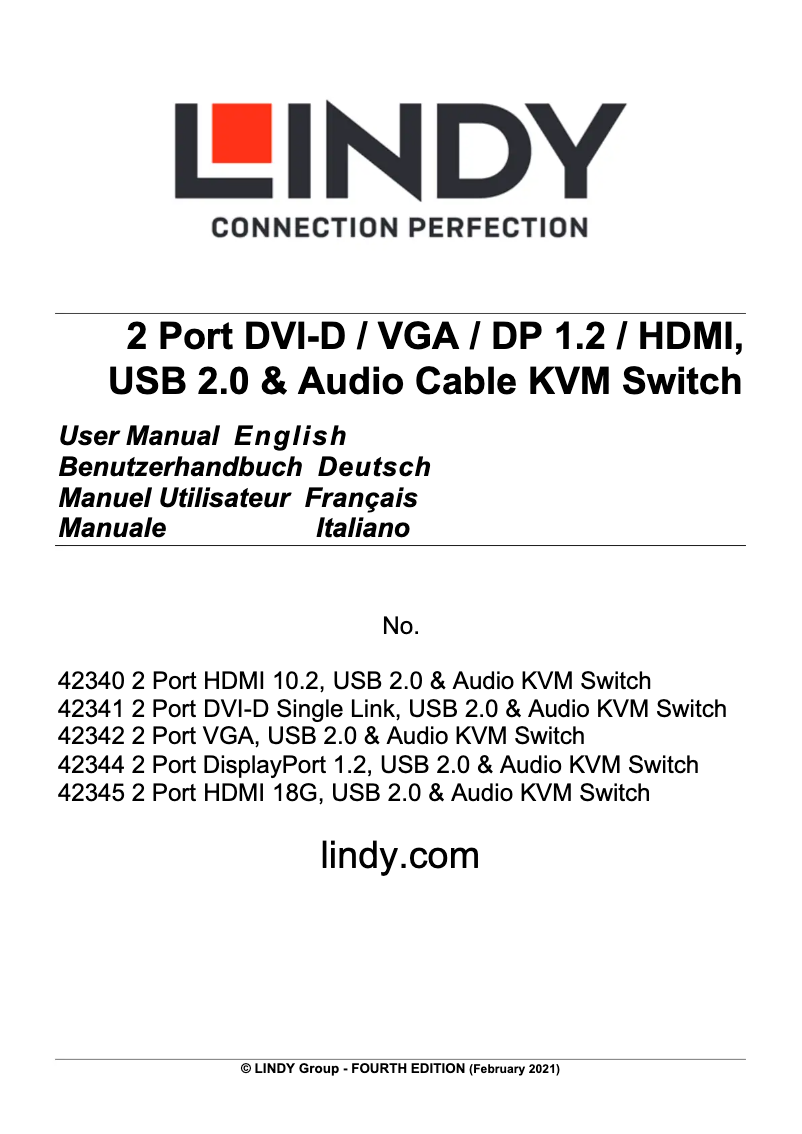 Page 1 de la notice Manuel utilisateur Lindy 42345