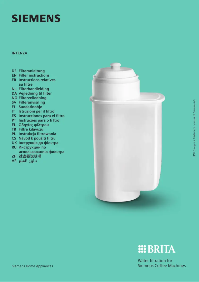 Page n°1 - Manuel utilisateur Siemens TQ717GB3