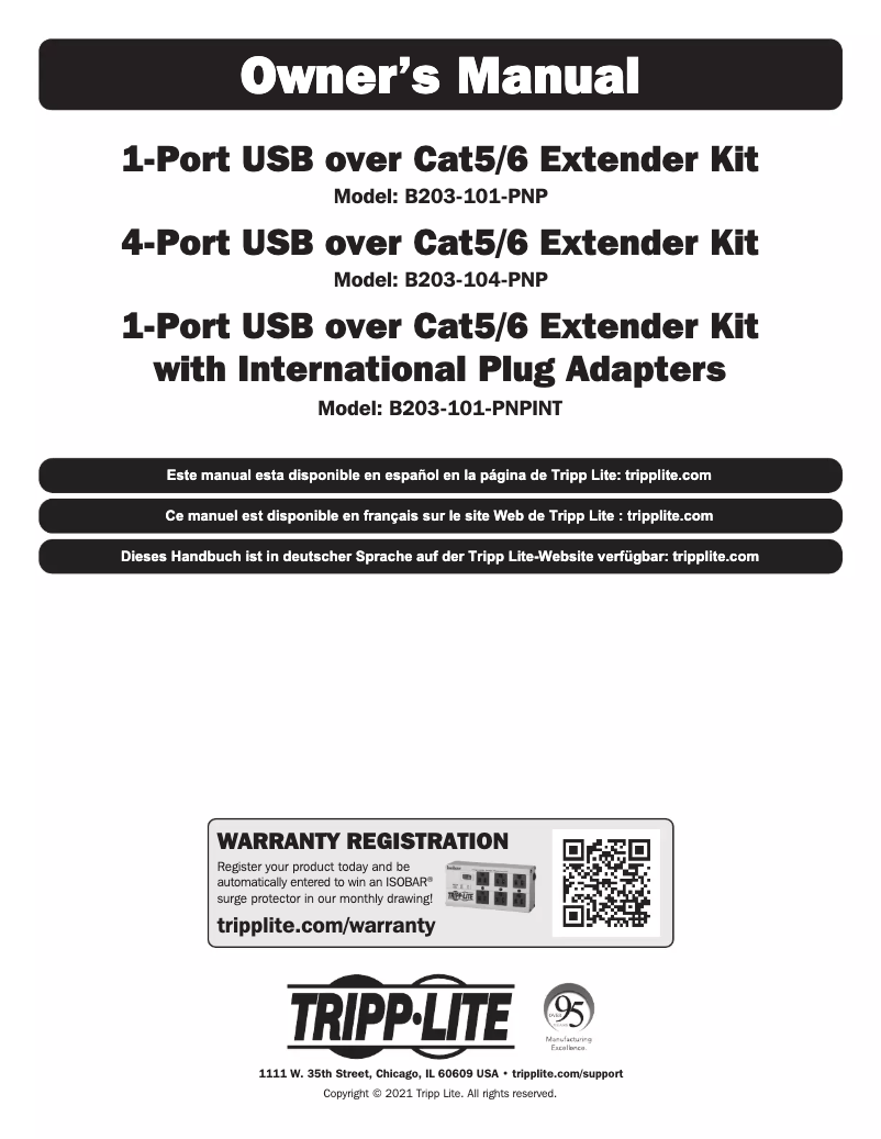 Page n°1 - Manuel utilisateur Tripp Lite B203-101-PNP