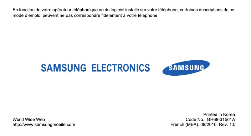 Page n°1 - Manuel utilisateur Samsung GT-C5212