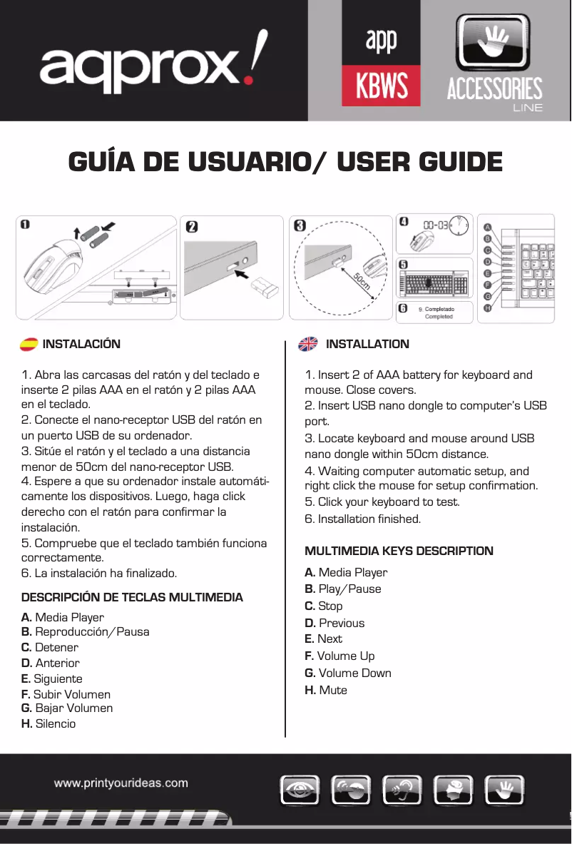 Imagen de la primera página del manual del dispositivo APPKBWS