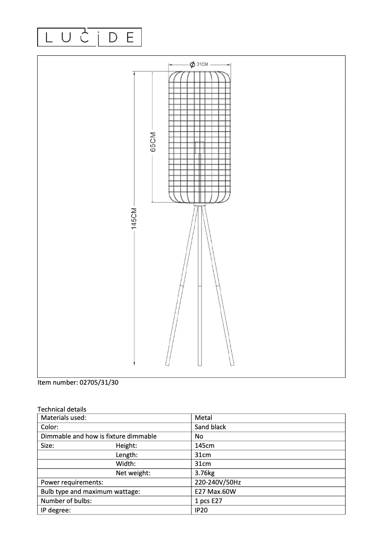 Page n°1 - Manuel utilisateur Lucide Esmee 02705/31/30